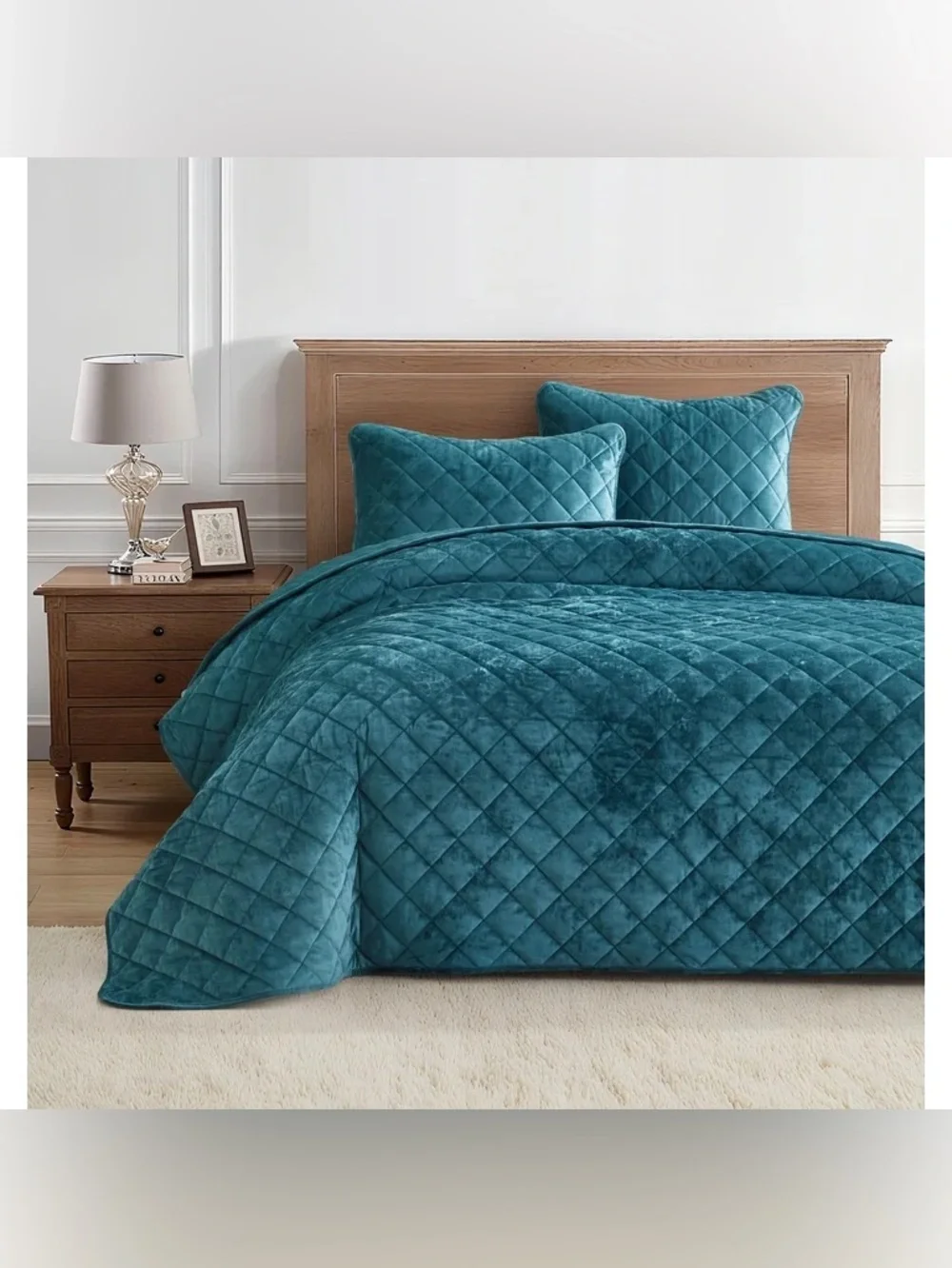 Plush Quilted oversized king Teal quilt Set